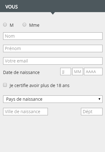 Inscription Zebet - Etape 1 sur 3