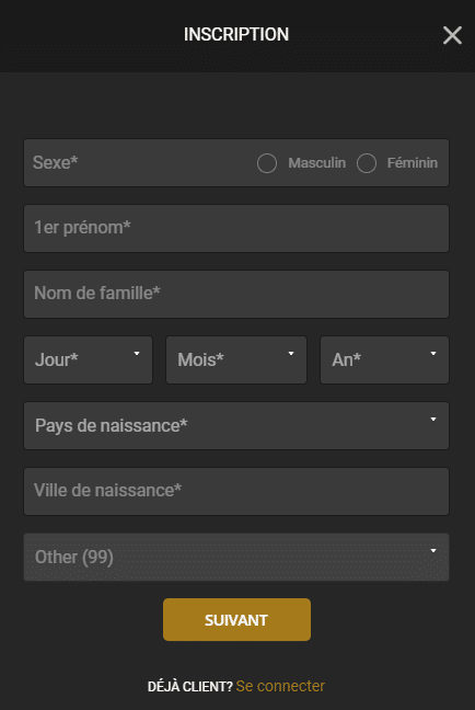 Inscription barriere bet